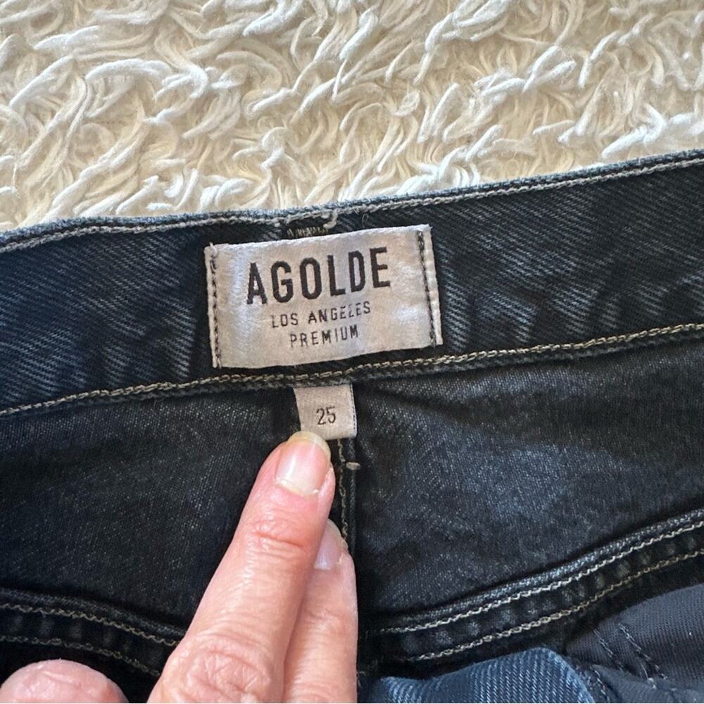 AGOLDE Women's Pinch Waist High Rise Kick Jeans Size 25 Pepper Black Cotton - Picture 6 of 9